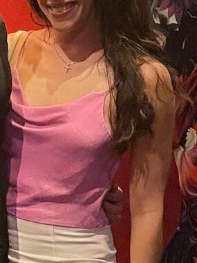 Zara Pink Satin Cowl Neck Cami